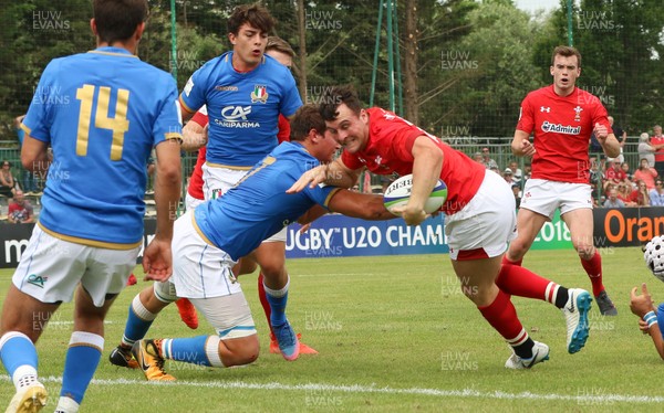 170618 - Wales U20 v Italy U20, World Rugby U20 Championship Seventh Place Play Off - Ryan Conbeer of Wales powers over to score try