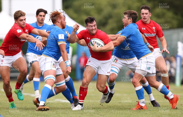 170618 - Wales U20 v Italy U20, World Rugby U20 Championship Seventh Place Play Off - Ryan Conbeer of Wales punches through the Italian defence