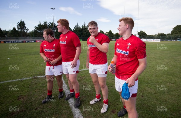 170618 - Wales U20 v Italy U20, World Rugby U20 Championship 7th Place Play Off -  Rhys Henry, Rhys Carre, Rhys Davies and Iestyn Harris at the end of the match