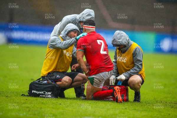 290623 - Wales v Japan - World Rugby U20 Championship - Lewis Lloyd of Wales receives treatment for an injury