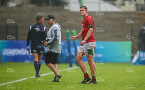 290623 - Wales v Japan - World Rugby U20 Championship - Evan Hill of Wales receives a yellow card for foul play from the referee