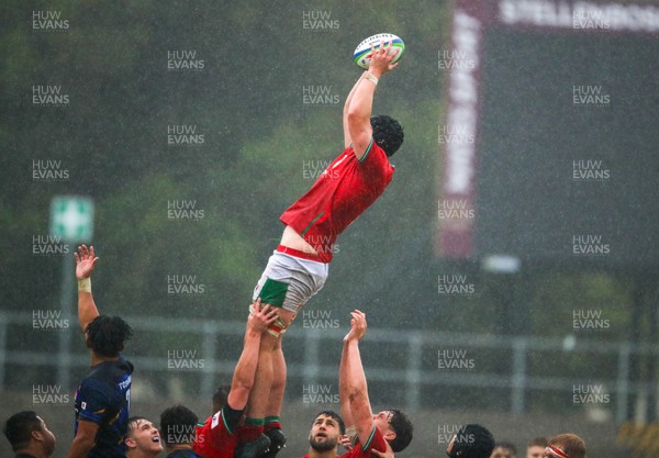 290623 - Wales v Japan - World Rugby U20 Championship - Jonny Green of Wales is lifted high in the line out