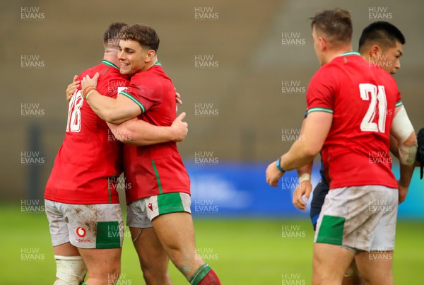 290623 - Wales v Japan - World Rugby U20 Championship - Lewis Lloyd of Wales is all smiles after the final whistle