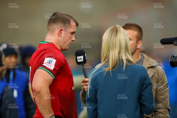 290623 - Wales v Japan - World Rugby U20 Championship - Morgan Morse of Wales is interviewed on television