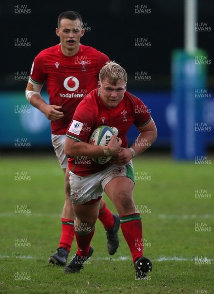 240623 - Wales v New Zealand - World Rugby U20 Championship - Louis Fletcher of Wales on the attack
