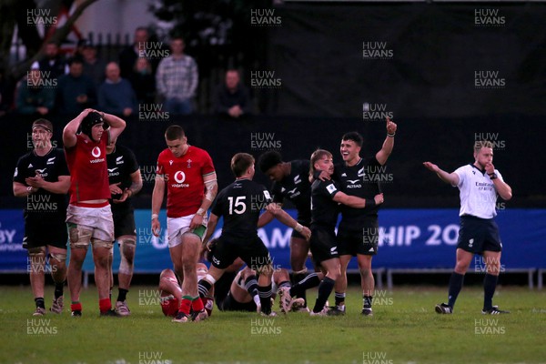 240623 - Wales v New Zealand - World Rugby U20 Championship - New Zealand celebrate beating Wales 27-26