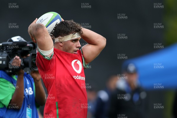 240623 - Wales v New Zealand - World Rugby U20 Championship - Lewis Lloyd of Wales gets ready to throw in