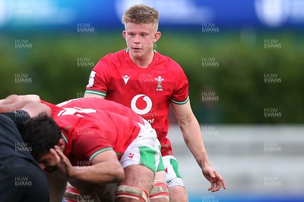 240623 - Wales v New Zealand - World Rugby U20 Championship - Archie Hughes of Wales at the back of the scrum