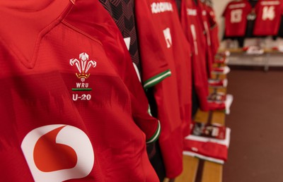 020224 - Wales v Scotland, U20 6 Nations 2024 - Wales shirts hang in the changing room ahead of the match