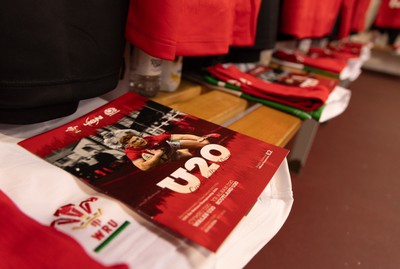 020224 - Wales v Scotland, U20 6 Nations 2024 - A match programme in the Wales changing room ahead of the match