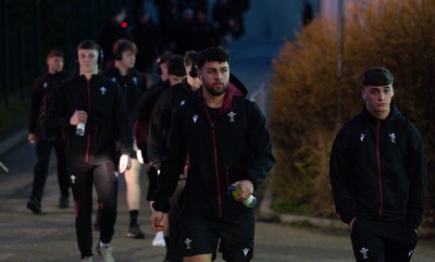 020224 - Wales v Scotland, U20 6 Nations 2024 - The Wales team arrive at Stadium CSM ahead of the match