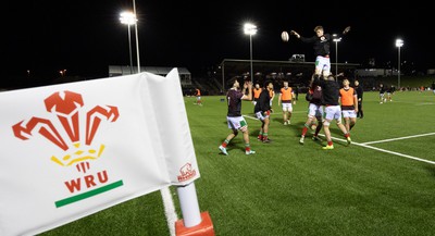 020224 - Wales v Scotland, U20 6 Nations 2024 - The Wales team warm up ahead of the match