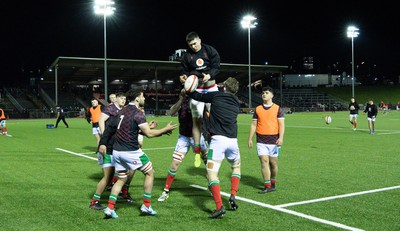 020224 - Wales v Scotland, U20 6 Nations 2024 - The Wales team warm up ahead of the match