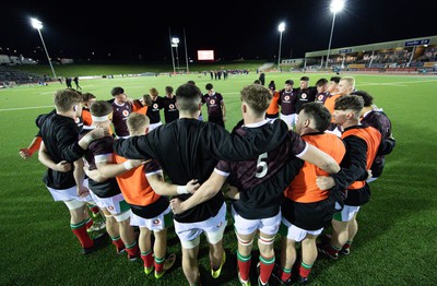 020224 - Wales v Scotland, U20 6 Nations 2024 - The Wales team warm up ahead of the match