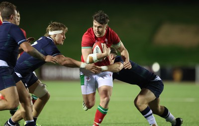 020224 - Wales v Scotland, U20 6 Nations 2024 - Harri Ackerman of Wales charges forward