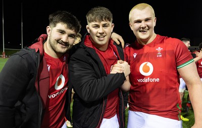 020224 - Wales v Scotland, U20 6 Nations 2024 - Wales players celebrate at the end of the match