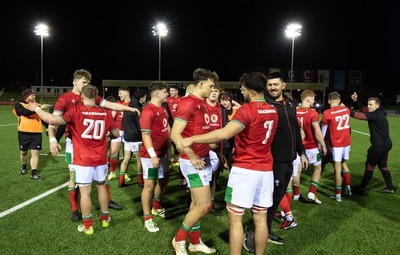 020224 - Wales v Scotland, U20 6 Nations 2024 - Wales players celebrate at the end of the match