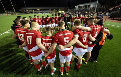 020224 - Wales v Scotland, U20 6 Nations 2024 - Wales players celebrate at the end of the match