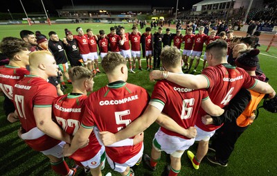 020224 - Wales v Scotland, U20 6 Nations 2024 - Wales players celebrate at the end of the match