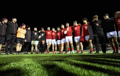 020224 - Wales v Scotland, U20 6 Nations 2024 - Wales players celebrate at the end of the match