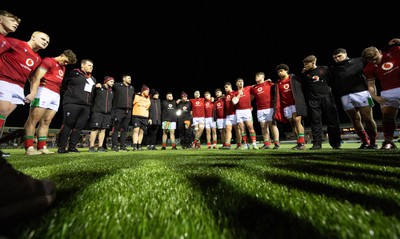 020224 - Wales v Scotland, U20 6 Nations 2024 - Wales players celebrate at the end of the match