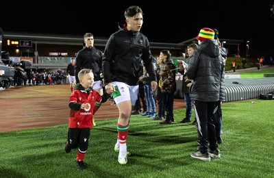 020224 - Wales v Scotland, U20 6 Nations 2024 - Harri Ackerman of Wales leads the team out at the start of the match