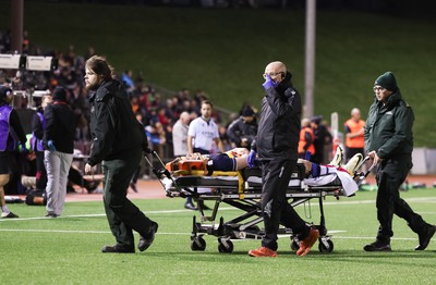 020224 - Wales v Scotland, U20 6 Nations 2024 - Tom Currie of Scotland receives treatment before being stretchered off