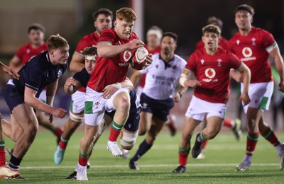 020224 - Wales v Scotland, U20 6 Nations 2024 -Walker Price of Wales charges forward