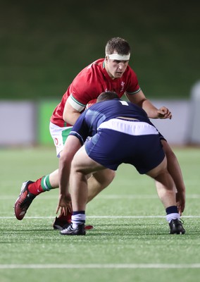 020224 - Wales v Scotland, U20 6 Nations 2024 - Morgan Morse of Wales charges forward