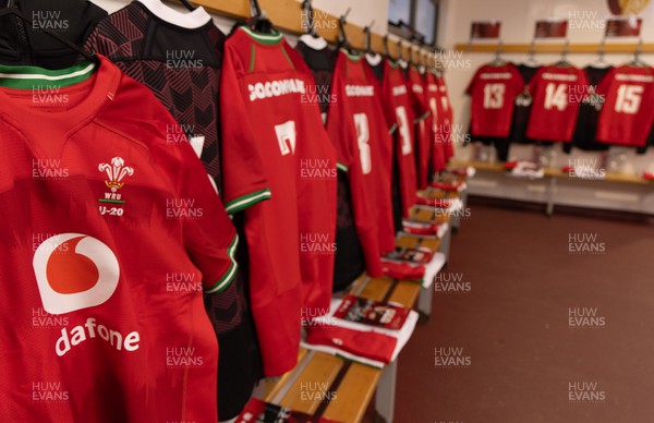 020224 - Wales v Scotland, U20 6 Nations 2024 - Wales shirts hang in the changing room ahead of the match