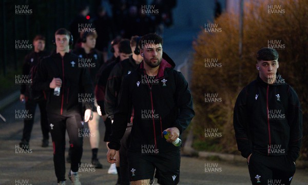 020224 - Wales v Scotland, U20 6 Nations 2024 - The Wales team arrive at Stadium CSM ahead of the match