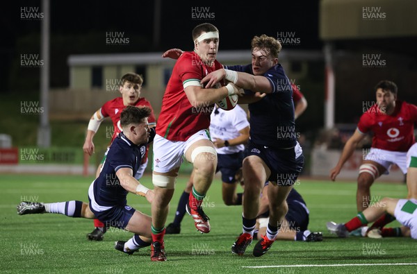 020224 - Wales v Scotland, U20 6 Nations 2024 - Morgan Morse of Wales powers through to score try