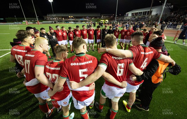 020224 - Wales v Scotland, U20 6 Nations 2024 - Wales players celebrate at the end of the match