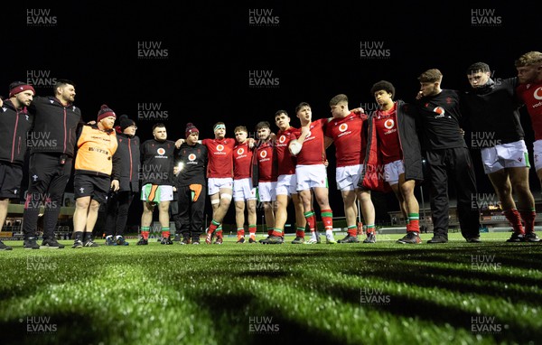 020224 - Wales v Scotland, U20 6 Nations 2024 - Wales players celebrate at the end of the match