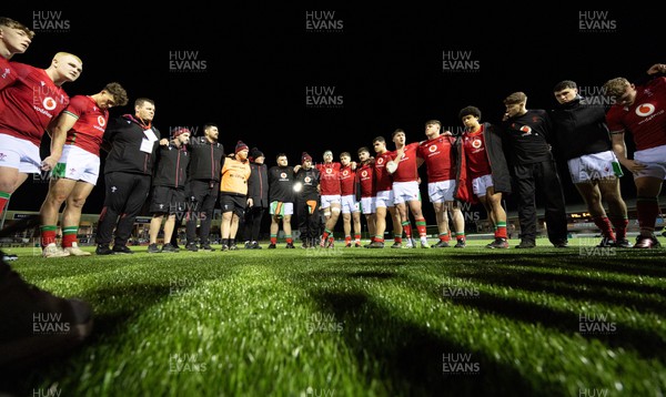 020224 - Wales v Scotland, U20 6 Nations 2024 - Wales players celebrate at the end of the match