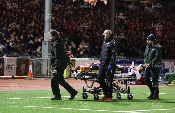 020224 - Wales v Scotland, U20 6 Nations 2024 - Tom Currie of Scotland receives treatment before being stretchered off