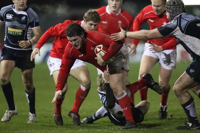 08.02.08 ... Wales U20 v Scotland U20, Newport -  Wales' Ryan Bevington is brought down just short of the line 