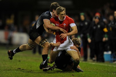 12.02.10 - Wales Under 20 v Scotland Under 20 - Under 20 Six Nations - Owen Williams of Wales is stopped by the Scottish defence. 
