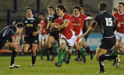 12.02.10 - Wales Under 20 v Scotland Under 20 - Under 20 Six Nations - Josh Navidi of Wales gets through the Scottish defence. 