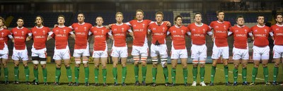 12.02.10 - Wales Under 20 v Scotland Under 20 - Under 20 Six Nations - Wales players line up for the national anthems. 