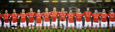 12.02.10 - Wales Under 20 v Scotland Under 20 - Under 20 Six Nations - Wales players line up for the national anthems. 