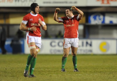 12.02.10 - Wales Under 20 v Scotland Under 20 - Under 20 Six Nations - Dan Watchurst of Wales celebrates win. 