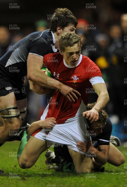 12.02.10 - Wales Under 20 v Scotland Under 20 - Under 20 Six Nations - Owen Williams of Wales is stopped by the Scottish defence. 