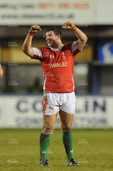 12.02.10 - Wales Under 20 v Scotland Under 20 - Under 20 Six Nations - Dan Watchurst of Wales celebrates win. 