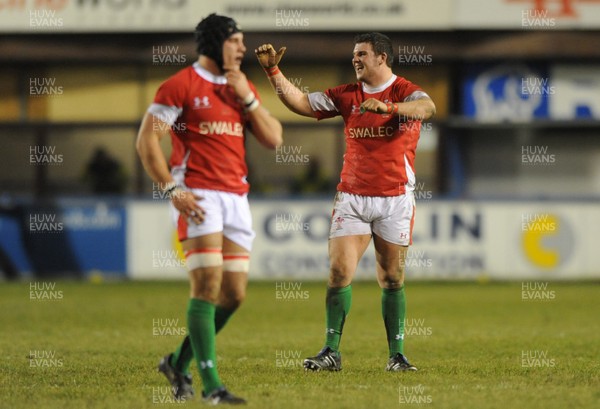 12.02.10 - Wales Under 20 v Scotland Under 20 - Under 20 Six Nations - Dan Watchurst of Wales celebrates win. 