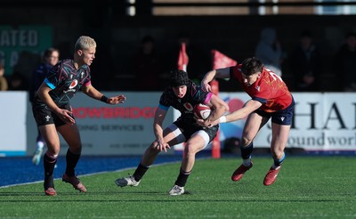 121225 - Wales U20 v Scotland U20, International Friendly - Rhys Cummings of Wales looks to attack