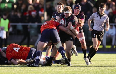 121225 - Wales U20 v Scotland U20, International Friendly - George Tuckley of Wales drives forward