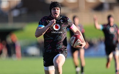 121225 - Wales U20 v Scotland U20, International Friendly - Rhys Cummings of Wales races in to score try