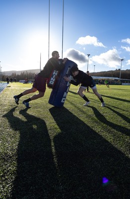121225 - Wales U20 v Scotland U20, International Friendly - The Wales team warm up at the start of the match