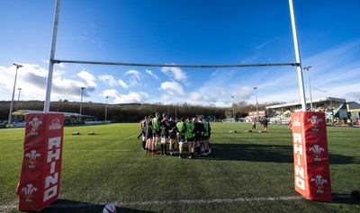 121225 - Wales U20 v Scotland U20, International Friendly - The Wales team warm up at the start of the match